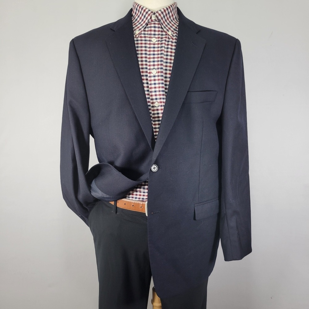 Lauren Ralph Lauren Men's Sport Coat Blazer Two‎ Button Deep Navy Wool 46R